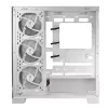 PC Case MODECOM Volcano SPACE APEX ARGB MIDI Tower balta — tērauds, sānu logs, ARGB ventilatori, USB-C