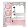 PC Case MODECOM Volcano SPACE APEX ARGB MIDI Tower balta — tērauds, sānu logs, ARGB ventilatori, USB-C