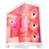 PC Case MODECOM Volcano SPACE APEX ARGB MIDI Tower balta — tērauds, sānu logs, ARGB ventilatori, USB-C