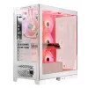 PC Case MODECOM Volcano SPACE APEX ARGB MIDI Tower balta — tērauds, sānu logs, ARGB ventilatori, USB-C