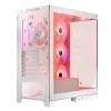 PC Case MODECOM Volcano SPACE APEX ARGB MIDI Tower balta — tērauds, sānu logs, ARGB ventilatori, USB-C