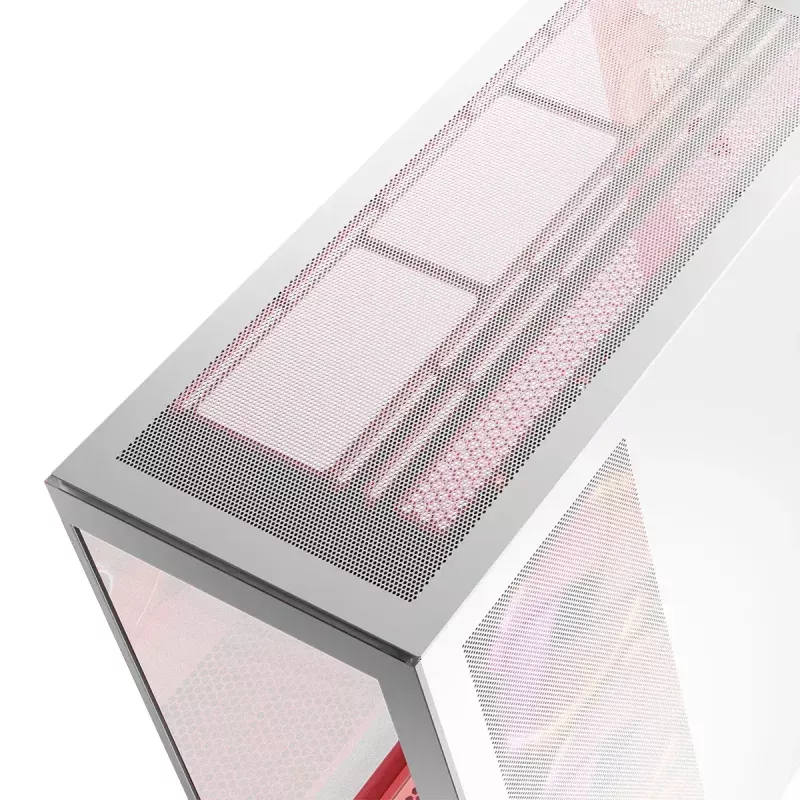 PC Case MODECOM Volcano SPACE APEX ARGB MIDI Tower balta — tērauds, sānu logs, ARGB ventilatori, USB-C