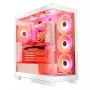 PC Case MODECOM Volcano SPACE APEX ARGB MIDI Tower balta — tērauds, sānu logs, ARGB ventilatori, USB-C