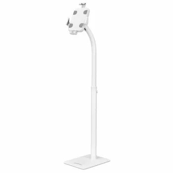 Manhattan Floor Stand (Anti theft) for Tablet and iPad, Universal, 360° Rotation, Tilt +20° to -110°, balta, Lockable, Tablets 7.9 inch to 11 inch, Height adjustable 790 to 1190mm,Extendable clamps: height 200 to 246mm/width 129 to 181mm,Can be bolted to floor (parts incl)