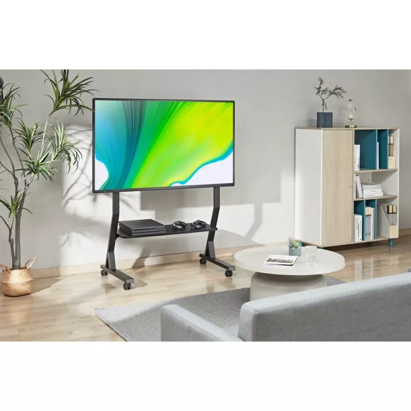 Grīdas statīvs TECHLY 366983 45–90 collu televizoriem, melns, tērauds, augstums 1026–1126 mm, max VESA 800x400, slodze 60 kg