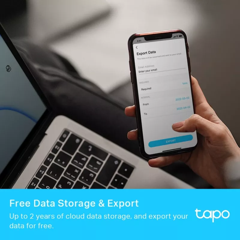 TP-Link Tapo viedais temperatūras un mitruma monitors, iekštelpām, temperatūras un mitruma sensors, brīvi stāvošs, bezvadu, -20 - 60 °C, 0 - 99%