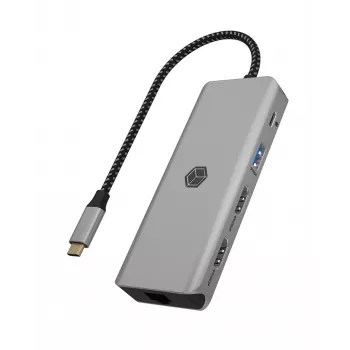 ICY BOX IB-DK4012-CPD vadu USB 3.2 Gen 1 (3.1 Gen 1) Type-C Antracīts, Melns