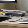ICY BOX IB-DK4012-CPD vadu USB 3.2 Gen 1 (3.1 Gen 1) Type-C Antracīts, Melns