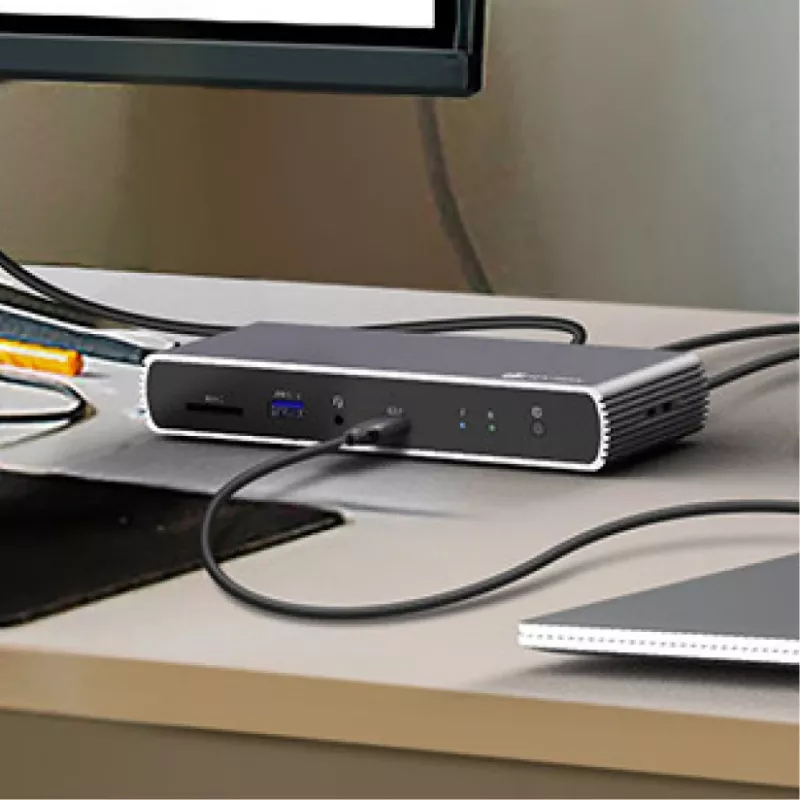 ICY BOX IB-DK4012-CPD vadu USB 3.2 Gen 1 (3.1 Gen 1) Type-C Antracīts, Melns