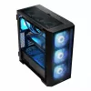 PC korpuss MODECOM Horizon ARGB FLOW MIDI Melns — E-ATX atbalsts, rūdīts stikls, ARGB, USB-C, maks. GPU 400 mm