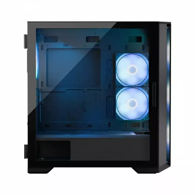 PC korpuss MODECOM Horizon ARGB FLOW MIDI Melns — E-ATX atbalsts, rūdīts stikls, ARGB, USB-C, maks. GPU 400 mm