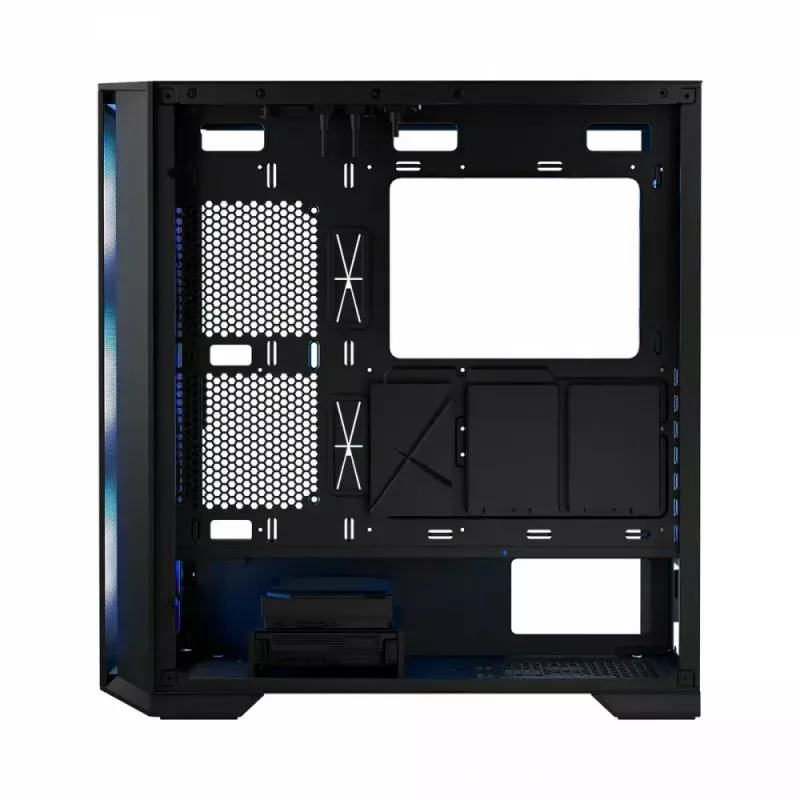 PC korpuss MODECOM Horizon ARGB FLOW MIDI Melns — E-ATX atbalsts, rūdīts stikls, ARGB, USB-C, maks. GPU 400 mm