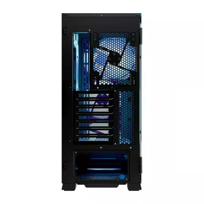 PC korpuss MODECOM Horizon ARGB FLOW MIDI Melns — E-ATX atbalsts, rūdīts stikls, ARGB, USB-C, maks. GPU 400 mm