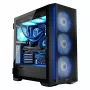 PC korpuss MODECOM Horizon ARGB FLOW MIDI Melns — E-ATX atbalsts, rūdīts stikls, ARGB, USB-C, maks. GPU 400 mm