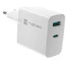 NATEC maiņstrāvas vadu mobilo ierīču lādētājs NUC-2142, USB-C PD 3.0 + USB-A, 5–20 V līdz 3 A, 45 W, balts