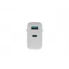 NATEC maiņstrāvas vadu mobilo ierīču lādētājs NUC-2142, USB-C PD 3.0 + USB-A, 5–20 V līdz 3 A, 45 W, balts