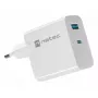 NATEC maiņstrāvas vadu mobilo ierīču lādētājs NUC-2142, USB-C PD 3.0 + USB-A, 5–20 V līdz 3 A, 45 W, balts
