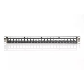 DIGITUS Modular Patch Panel, shielded 24-port, Blank, 1U, Rack Mount, color Melns transparent label fields