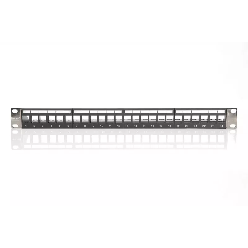 DIGITUS Modular Patch Panel, shielded 24-port, Blank, 1U, Rack Mount, color Melns transparent label fields