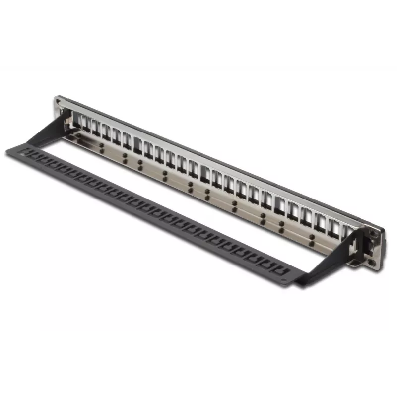 DIGITUS Modular Patch Panel, shielded 24-port, Blank, 1U, Rack Mount, color Melns transparent label fields