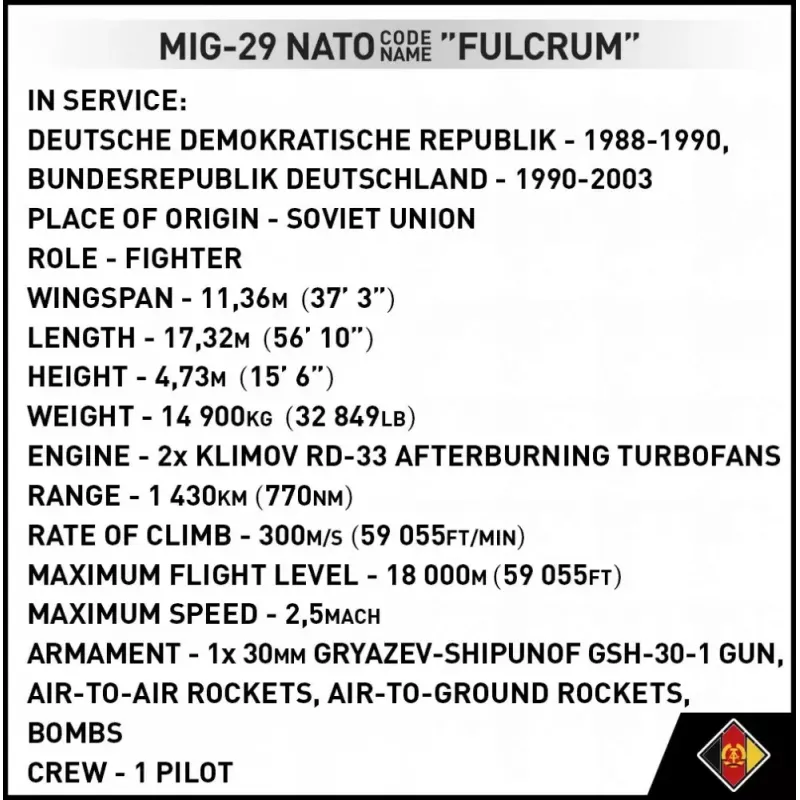 Konstruktors Cobi MiG-29 Austrumvācija 5851 — 300 gabali