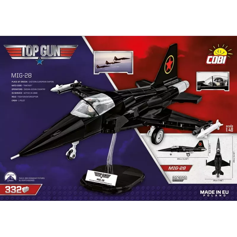 Cobi Top Gun MiG-28 5859 būvēšanas komplekts, 1:48 mēroga modelis, kolekcionējams ķieģeļu komplekts
