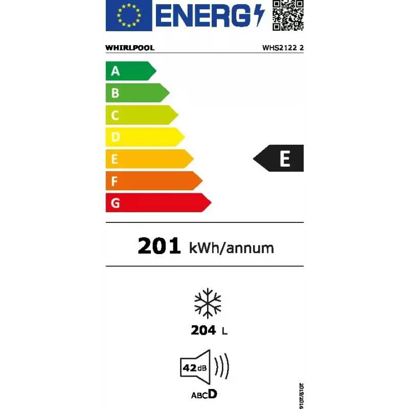 Whirlpool WHS2122 2 saldētava Lādes saldētava Brīvstāvoša 204 L Balta