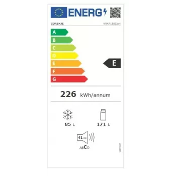 Brīvstāvošs ledusskapis Gorenje NRK418ECW4 — 256 L kopējais tilpums, 171 L ledusskapja nodalījums, 85 L saldētava, No Frost, Multi-Airflow, balts