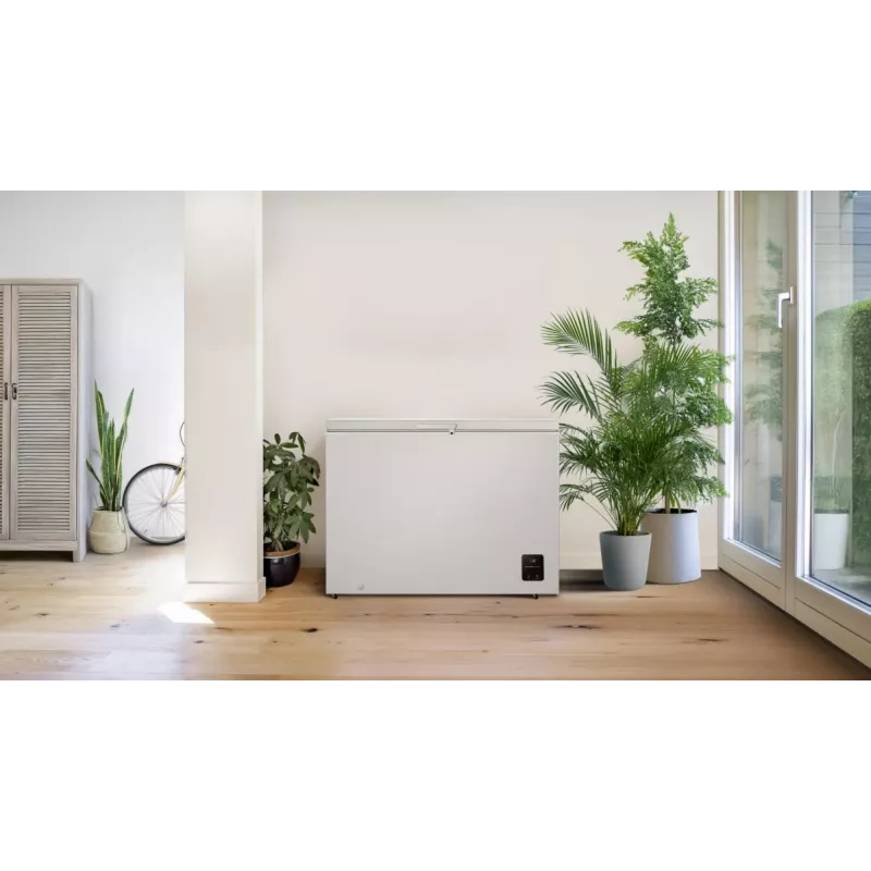 Lādes saldētava Gorenje FH30EAW — 297 L lietderīgā tilpība, energoefektivitātes klase E, brīvstāvoša, ar displeju, balta