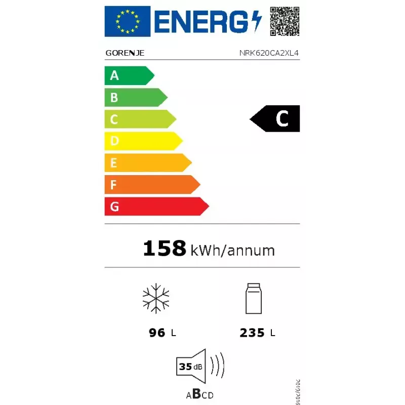 Gorenje NRK620CA2XL4 brīvi stāvošs ledusskapis ar saldētavu, apakšējā saldētava, 331 l (235 l + 96 l), No Frost Plus, energoklase C, pelēks