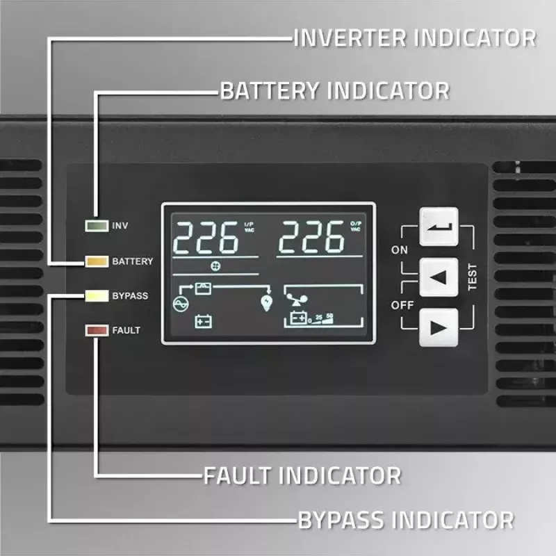 Rack UPS QOLTEC 52286 2 kVA (2000 W) Jaudas koeficients 1.0, uzstādāms statnē