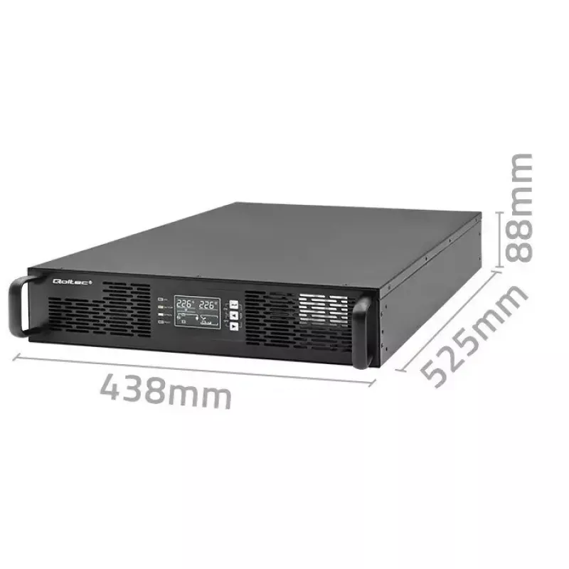 Rack UPS QOLTEC 52286 2 kVA (2000 W) Jaudas koeficients 1.0, uzstādāms statnē
