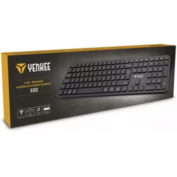 Bezvadu tastatūra YENKEE YKB 2050 EGO 2.4G Bluetooth — kompakts izkārtojums, bezvadu divu režīmu
