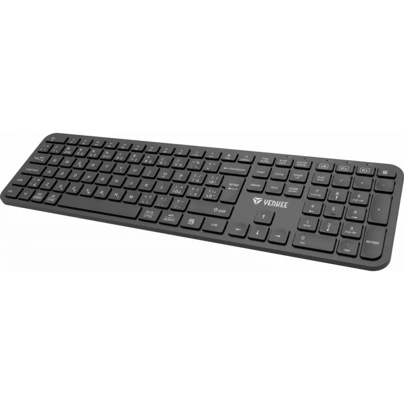 Bezvadu tastatūra YENKEE YKB 2050 EGO 2.4G Bluetooth — kompakts izkārtojums, bezvadu divu režīmu