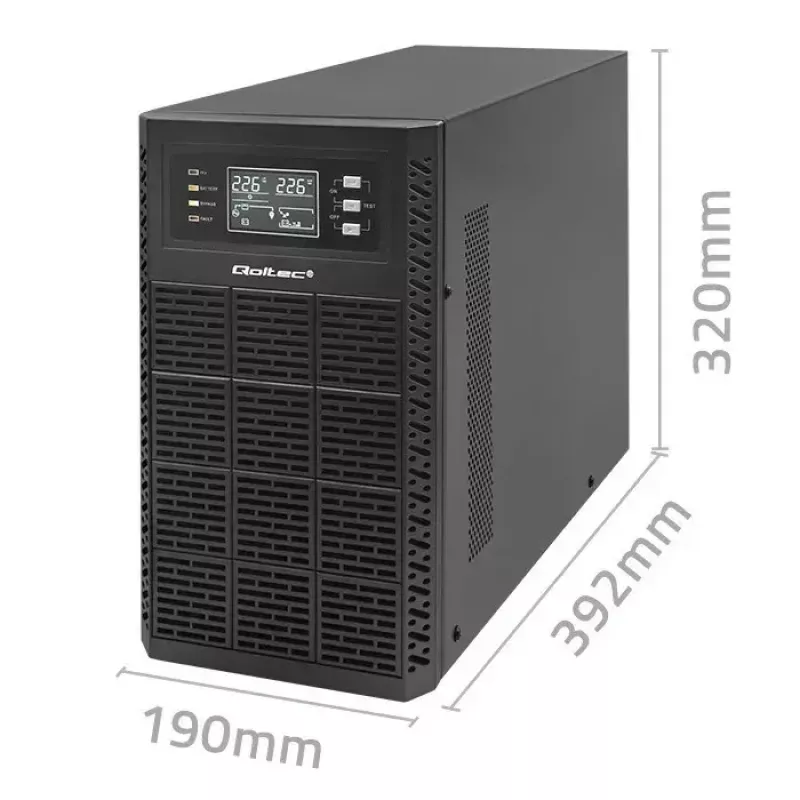 Nepārtrauktas barošanas avots QOLTEC 52282 3kVA Line-Interactive ar LCD displeju