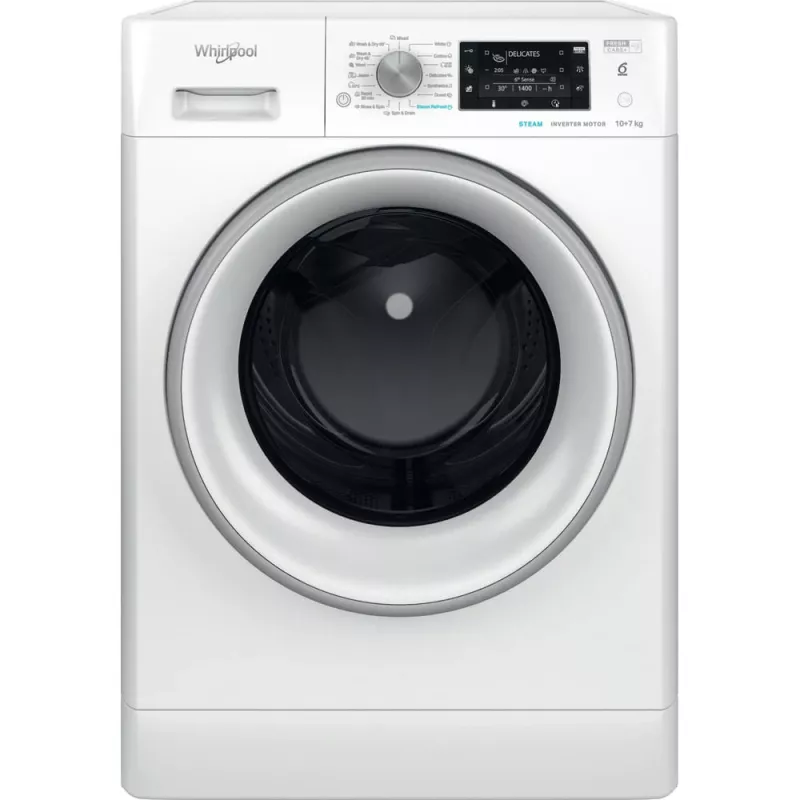 Whirlpool FFWDD 1076258 SV EE veļas mazgājamā mašīna ar žāvētāju Brīvstāvoša Ielādējama no priekšas Balta