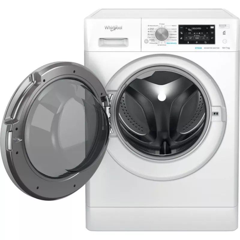 Whirlpool FFWDD 1076258 SV EE veļas mazgājamā mašīna ar žāvētāju Brīvstāvoša Ielādējama no priekšas Balta