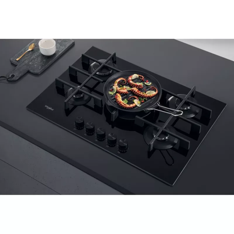 Whirlpool AKWL 728/NB Melns Iebūvējama 75 cm Gāzes 5 zonu(-s)