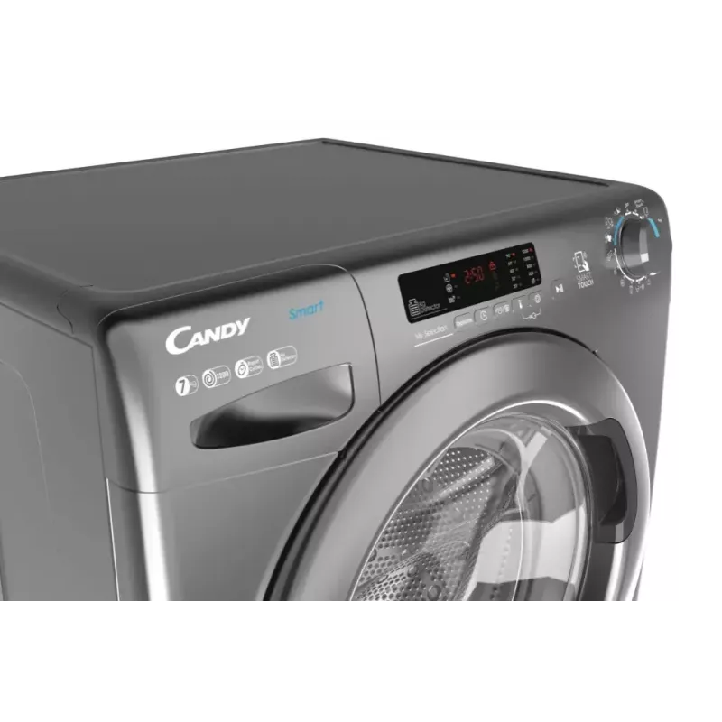 Priekšējās ielādes veļas mazgājamā mašīna CANDY Smart Pro CS 1272DRRE/1-S, 7 kg, 1200 apgr./min, antracīta krāsa