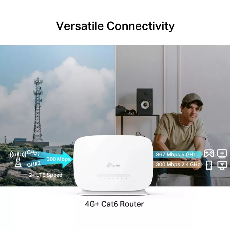 TP-Link Archer 4G+ Cat6 AC1200 bezvadu divjoslu gigabitu maršrutētājs
