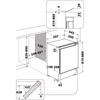 Whirlpool WBUL021 ledusskapis Iebūvējams 144 L Balts