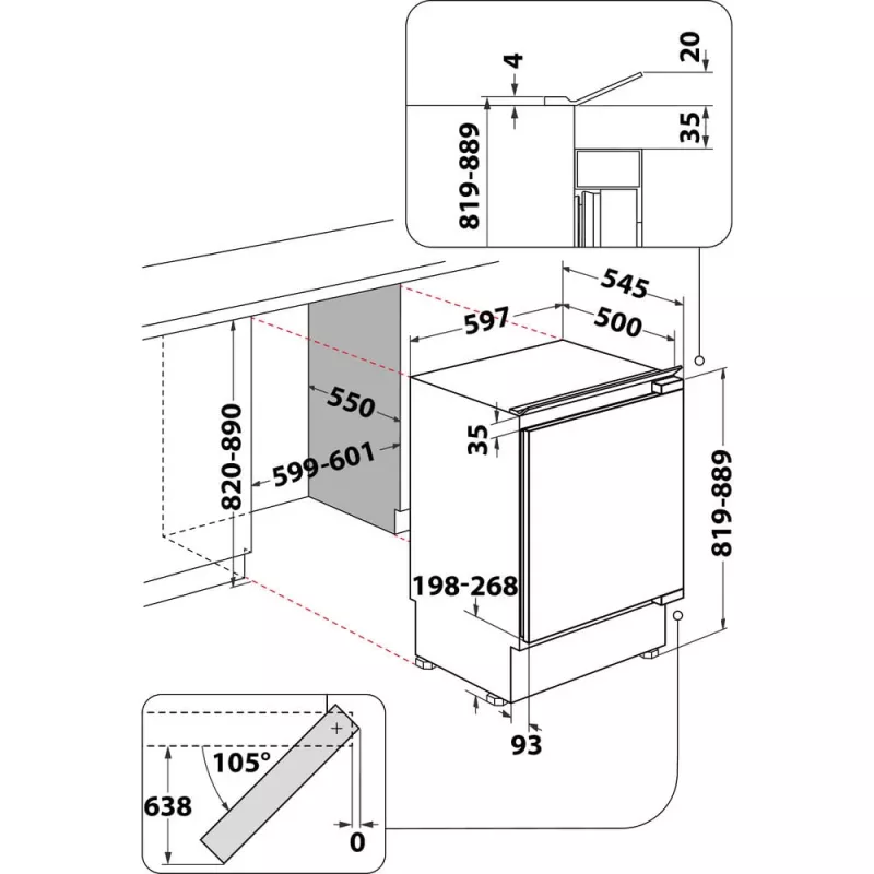 Whirlpool WBUL021 ledusskapis Iebūvējams 144 L Balts