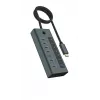ICY BOX IB-HUB1457-C31 USB 3.2 Gen 1 (3.1 Gen 1) Type-C 10000 Mbit/s Zila, Pelēka
