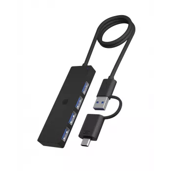 ICY BOX IB-HUB1424-C3 USB 3.2 Gen 1 (3.1 Gen 1) Type-A + Type-C 5000 Mbit/s melns
