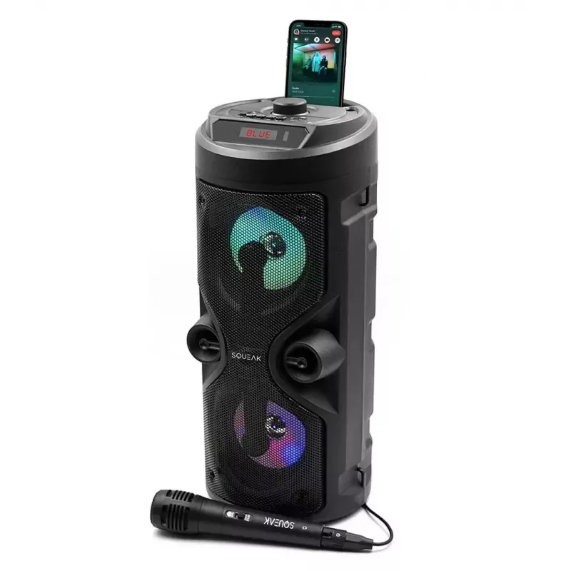 Pārnēsājams stereo skaļrunis SQUEAK SQ1004 Harmony BT 5.0, 40W RMS, Bluetooth 5.0, FM, LED, 8h akumulators, Melns