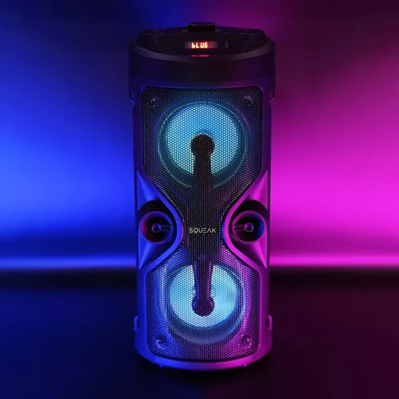 Pārnēsājams stereo skaļrunis SQUEAK SQ1004 Harmony BT 5.0, 40W RMS, Bluetooth 5.0, FM, LED, 8h akumulators, Melns