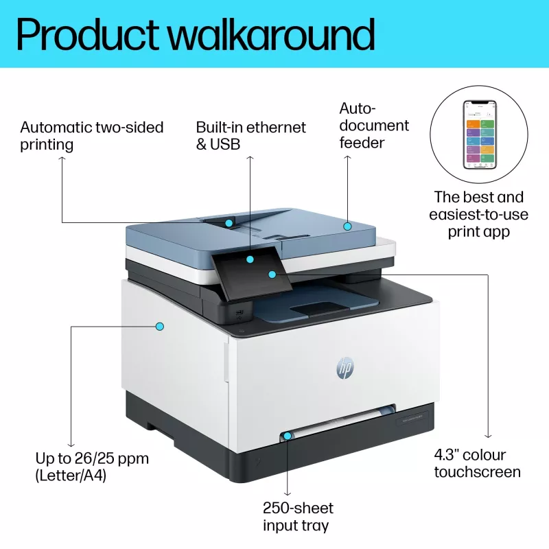 HP Color LaserJet Pro MFP 3302fdn, lāzerprinteris, krāsu druka, 600 x 600 DPI, A4, tiešā druka, zils