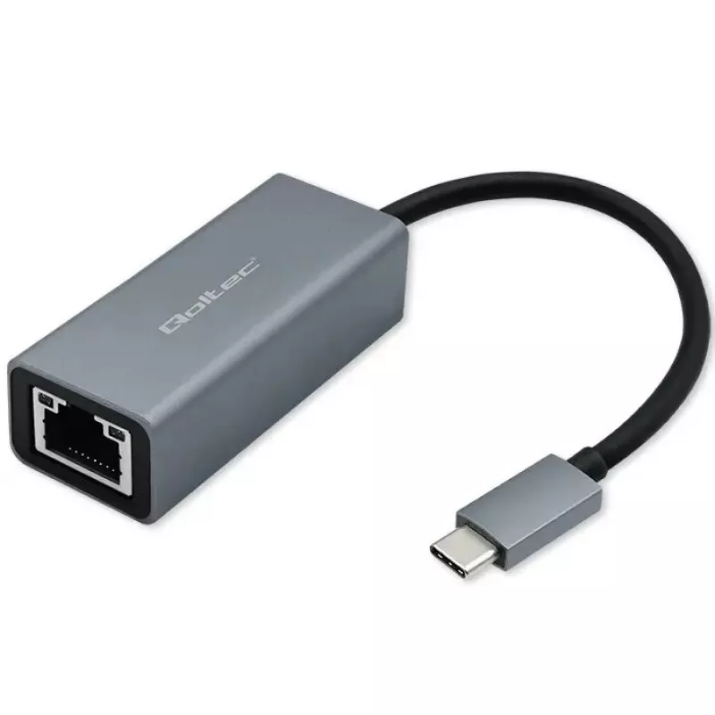 Qoltec 50352 RJ-45 saskarnes karte USB Type-C sieviešu pelēka