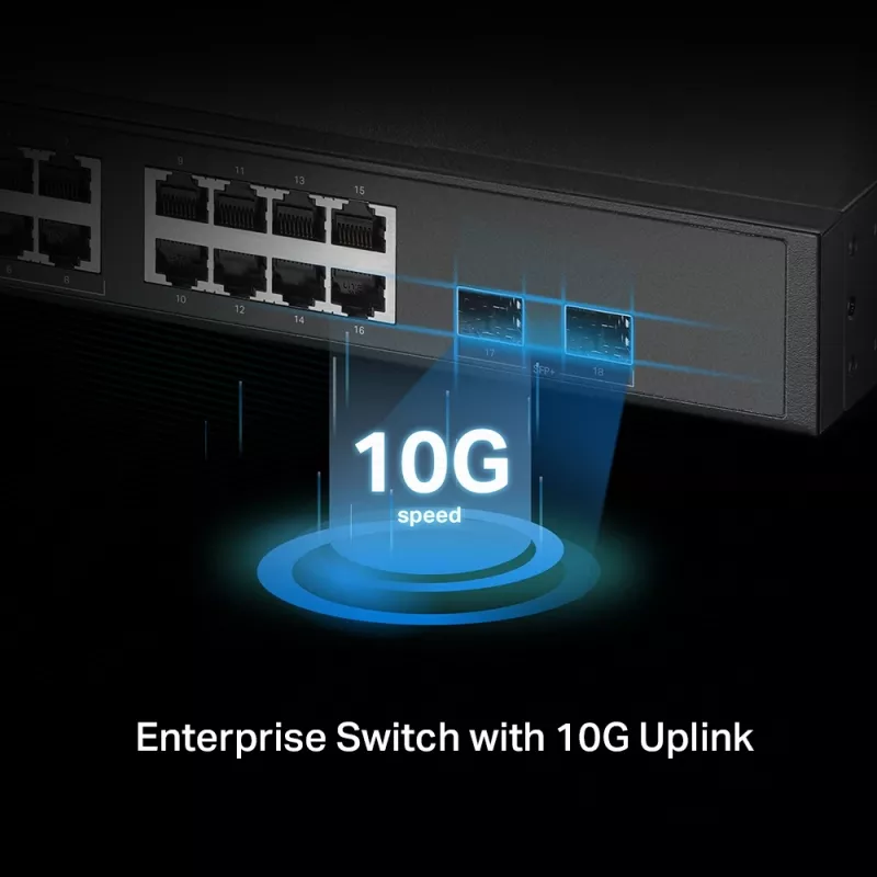 TP-Link Omada 16 portu 2.5G un 2 portu 10GE SFP+ L2+ pārvaldāms slēdzis ar 8 portu PoE+