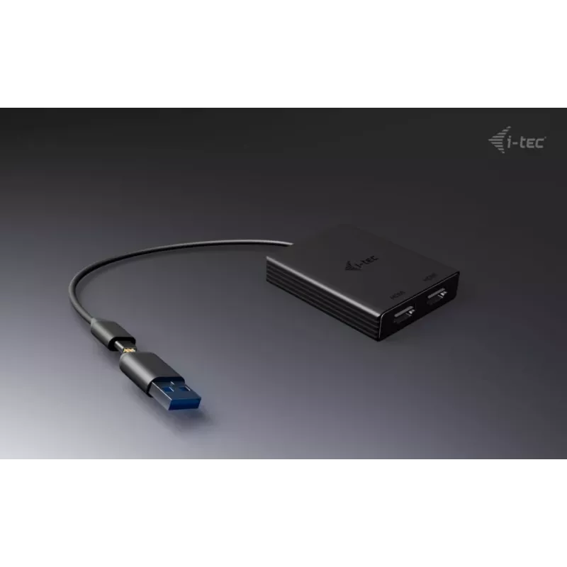 i-tec USB-A/USB-C Dual 4K/60 Hz HDMI video adapteris, 0,27 m, USB Type-A/USB Type-C, 2 x HDMI, vīrišķais, sievišķais, 3840 x 2160 pikseļi